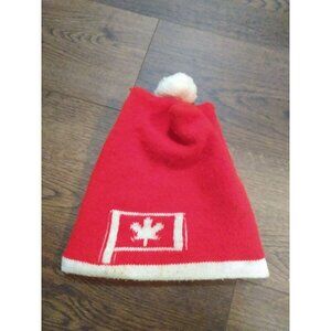 Vintage Canada Toque Hat Beanie Adult One Size Canadian Red White